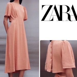 Zara Linen Blend Midi Dress